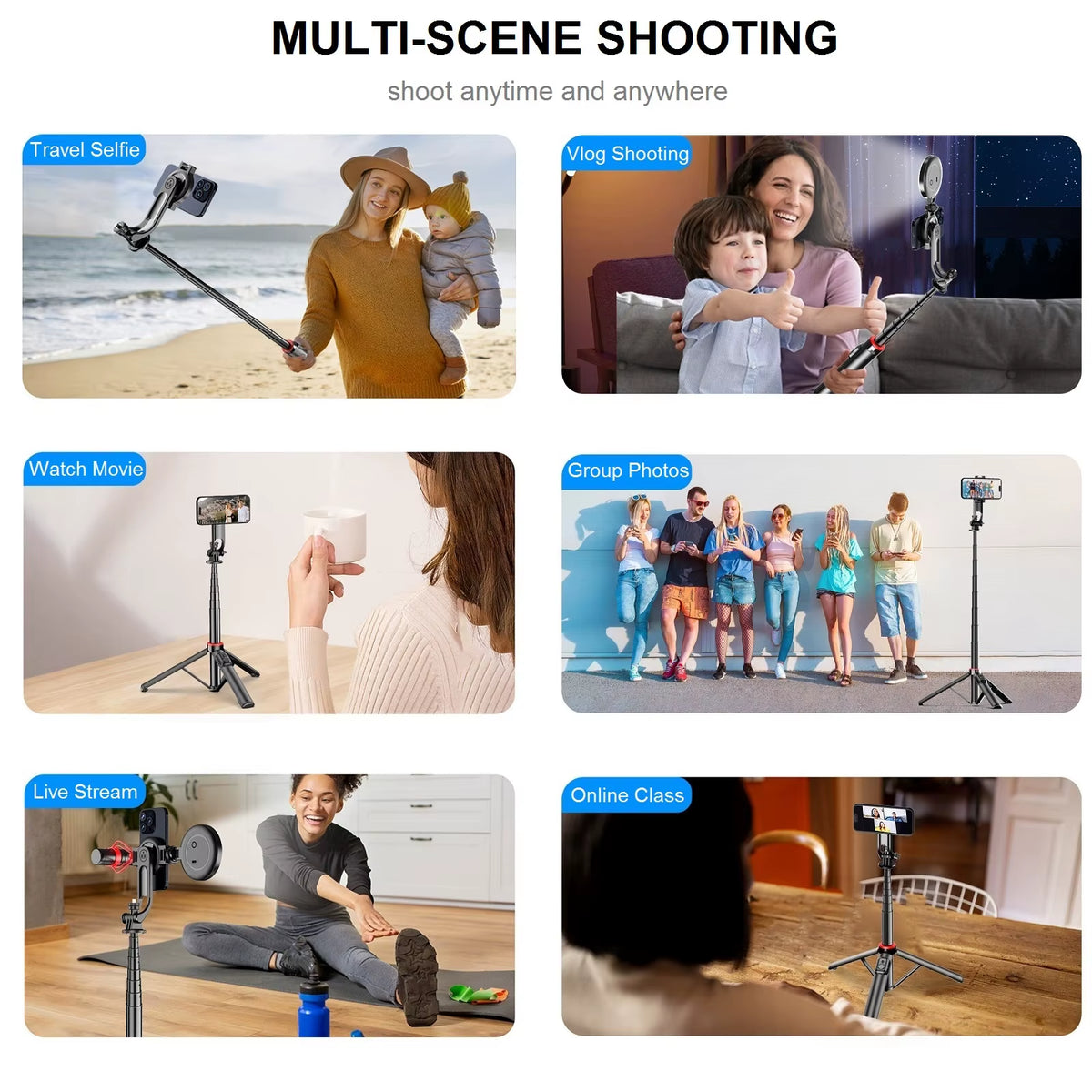 Magnetic-Compatible 51in Selfie Stick Tripod