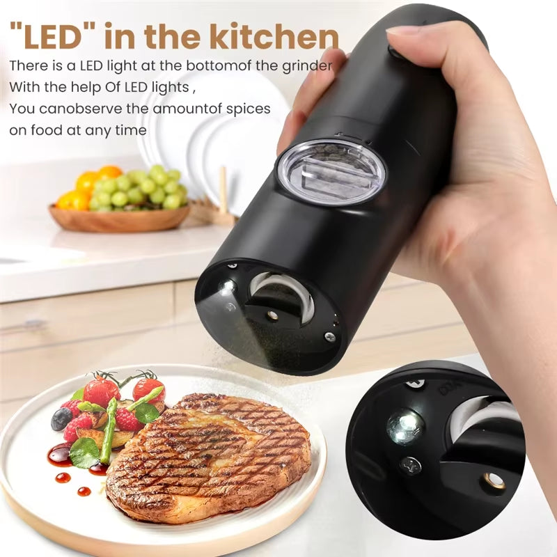 Gravity Electric Salt & Pepper Grinder Set with LED Light