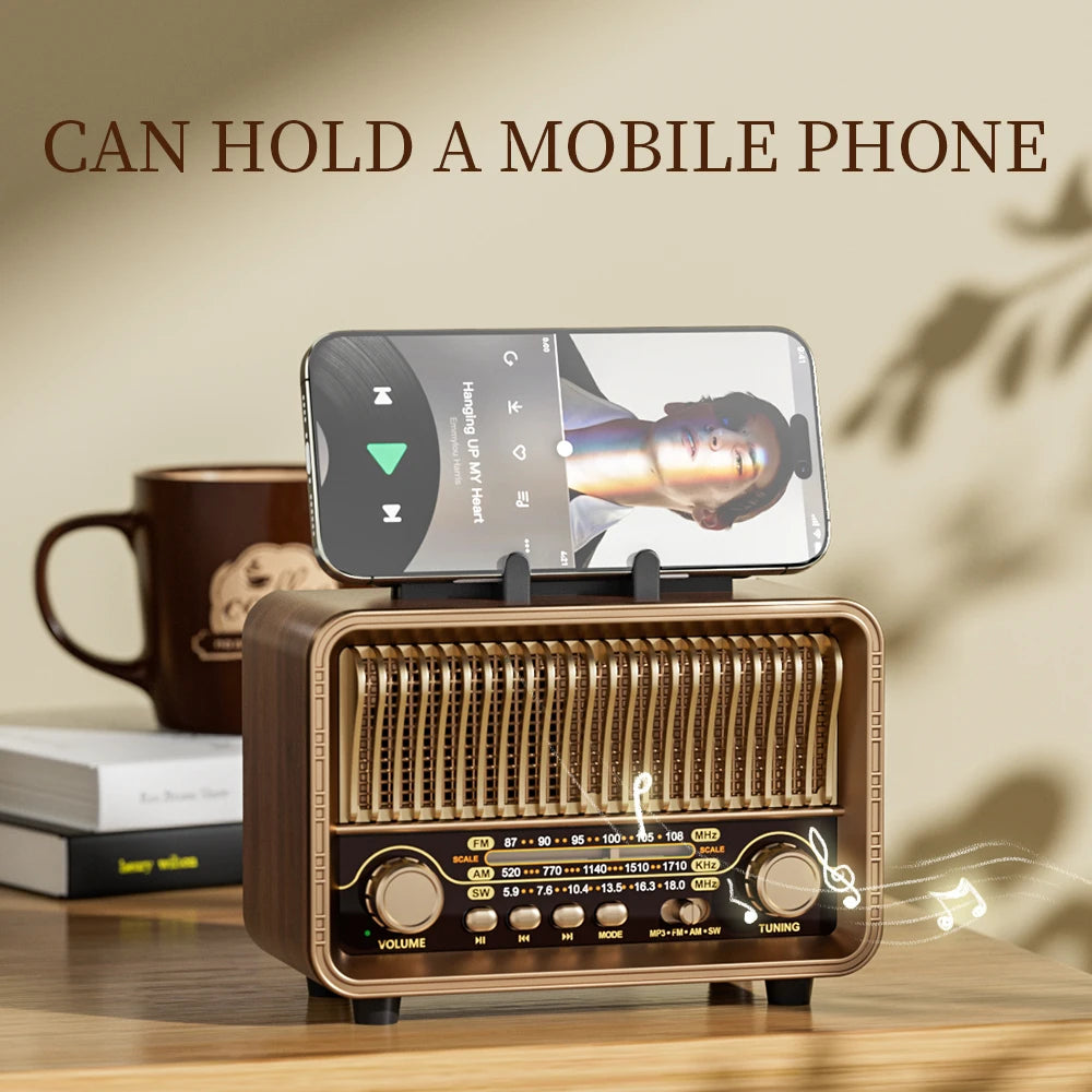 Retro Wood-Look Radio Bluetooth Speaker