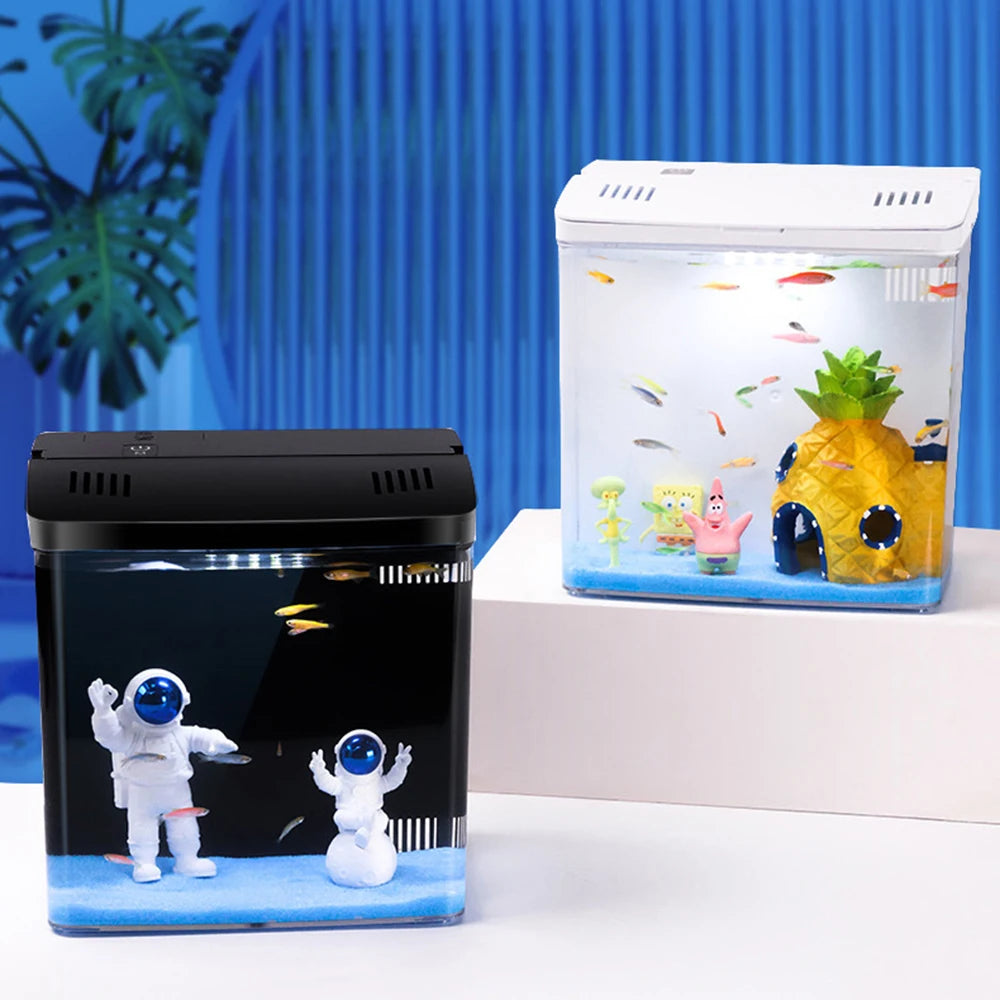 Desktop Mini Aquarium with LED Light