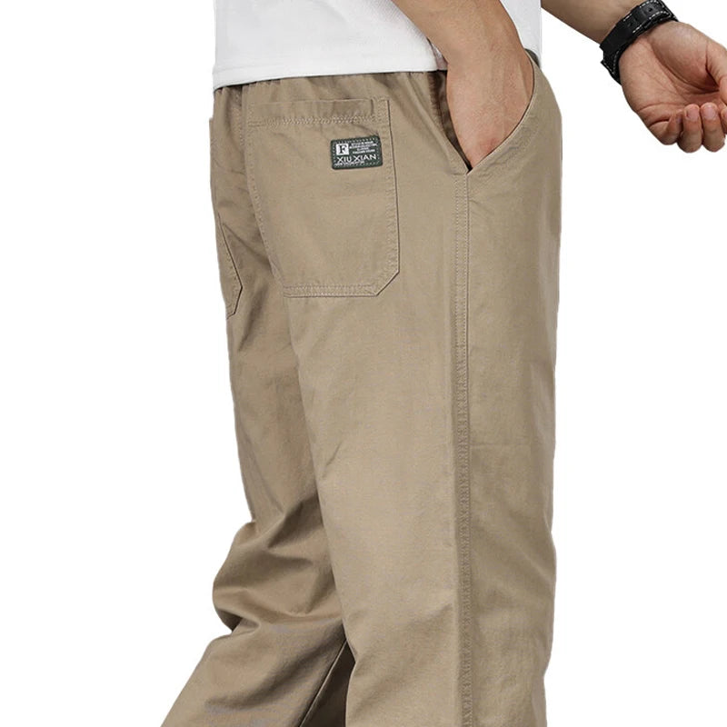 Relaxed-Fit Cotton Drawstring Trousers (Light Grey)