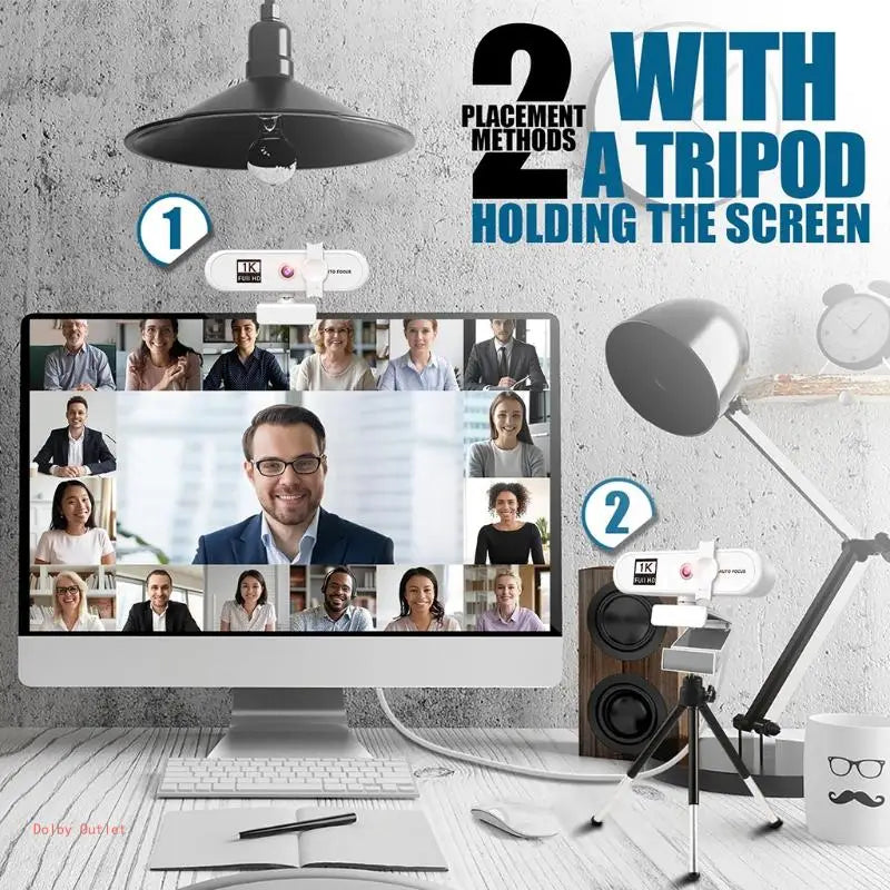 Autofocus Webcam with Microphone for Streaming & Video Calls