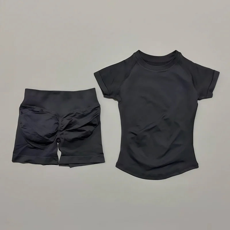 Women's Seamless 2-Piece Workout Set (Black)