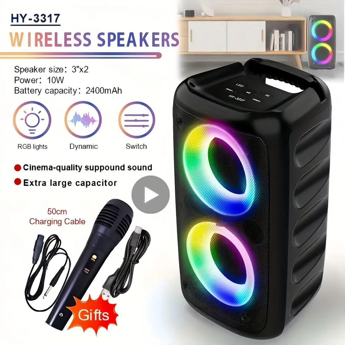 Portable Bluetooth Karaoke Speaker with Microphone