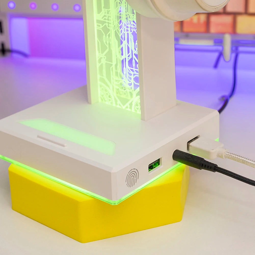 RGB Gaming Headphone Stand - 10 Lighting Modes with USB Ports