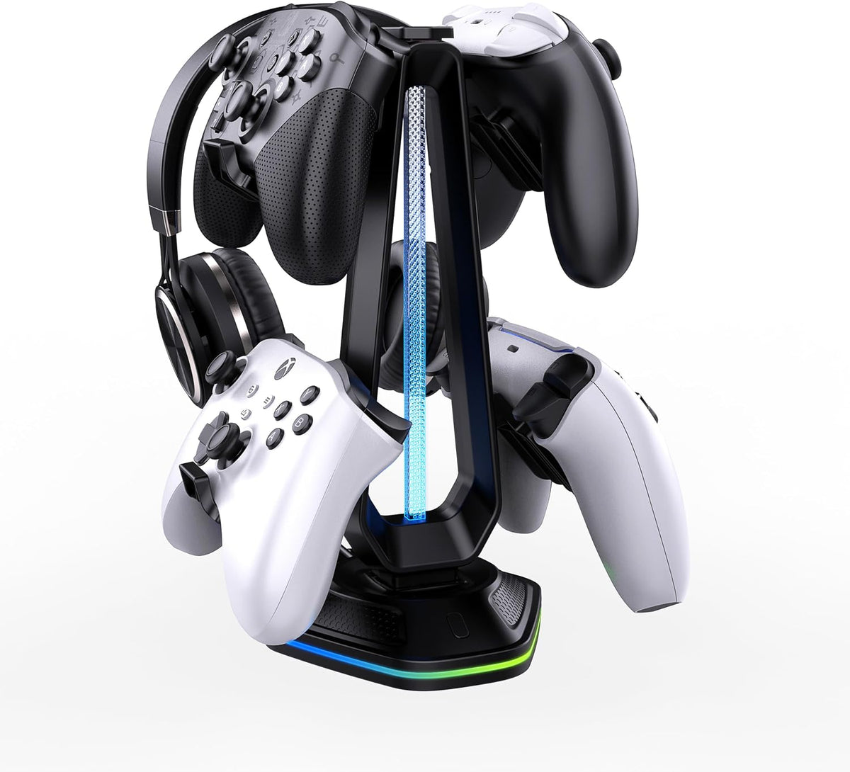 RGB Headset Stand with USB Charging Ports & Controller Hook