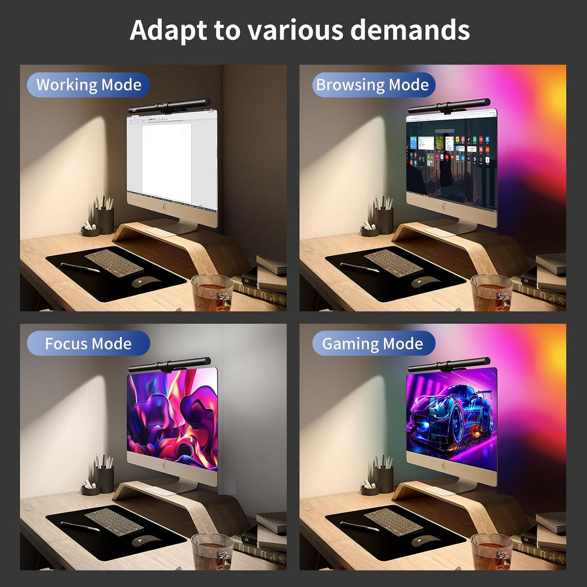RGB Monitor Light Bar with USB Desk Lamp