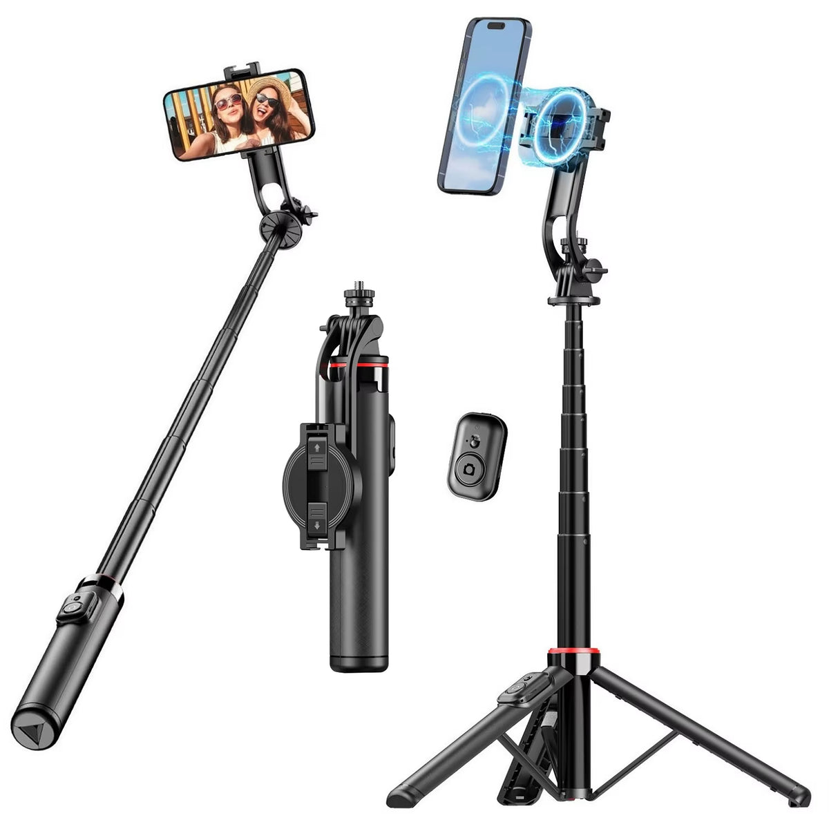 Magnetic-Compatible 51in Selfie Stick Tripod