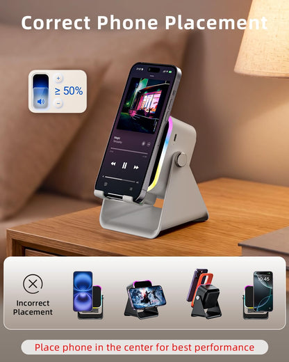 5-in-1 Bluetooth Speaker with Phone Stand, Charger and RGB Light