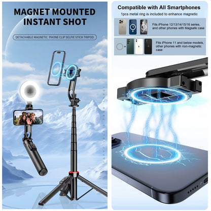 Magnetic-Compatible 51in Selfie Stick Tripod