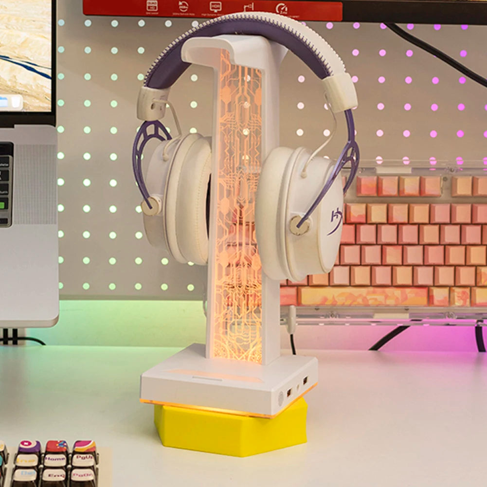 RGB Gaming Headphone Stand - 10 Lighting Modes with USB Ports