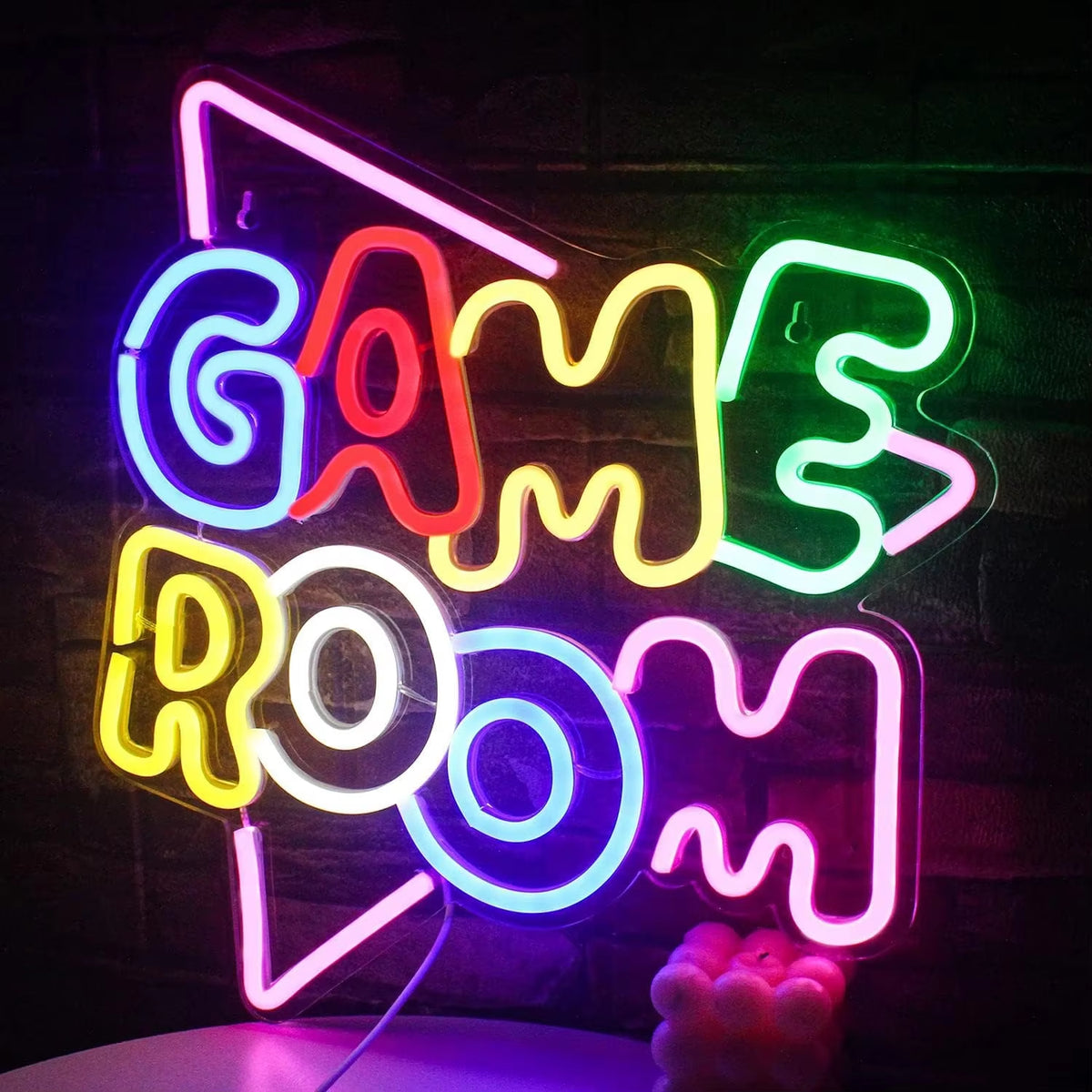 GAMER Neon Sign with Hooded-Player Art (LED, USB)
