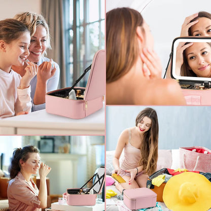 Travel Makeup Case with LED Mirror