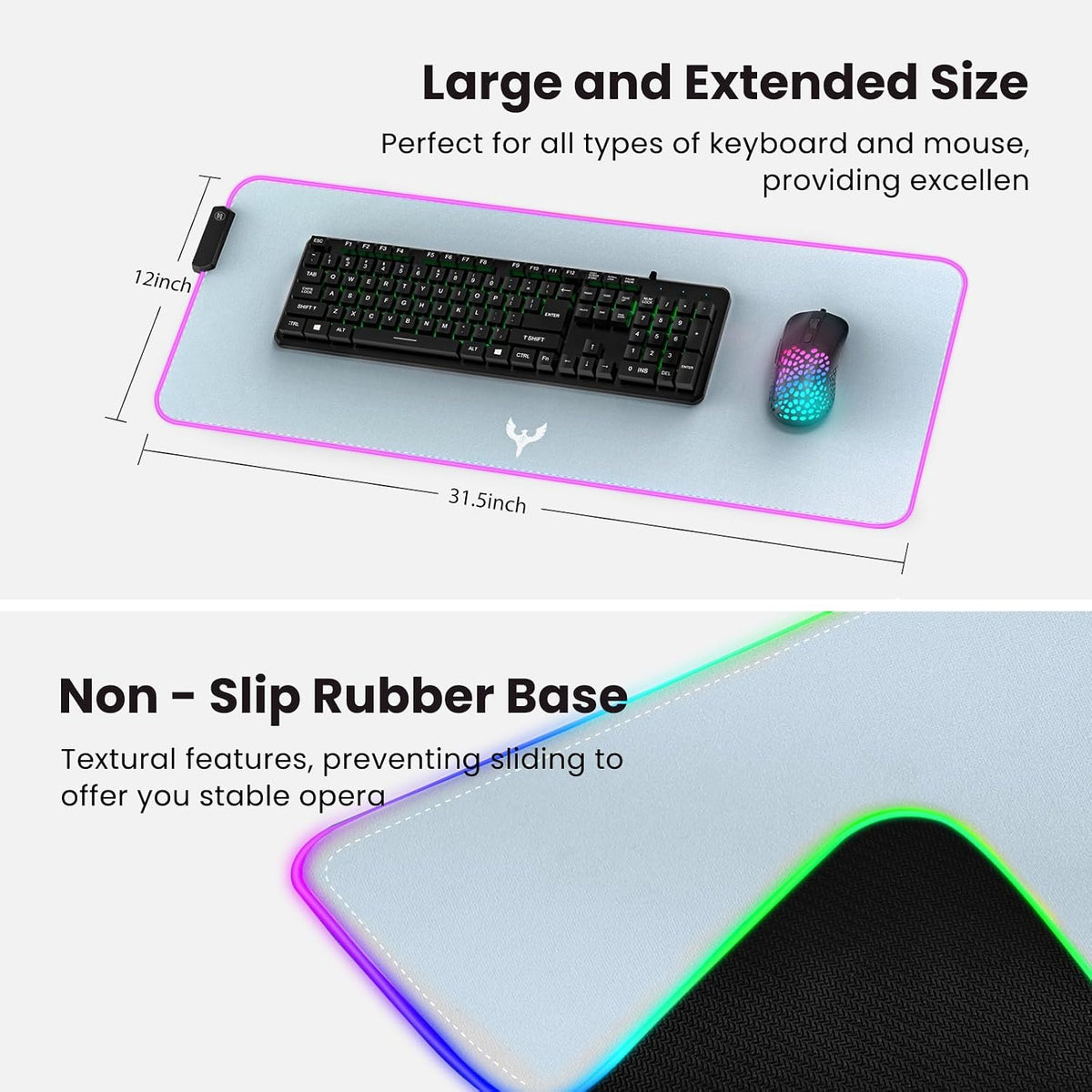 RGB Extended Gaming Mouse Pad XL – Grey
