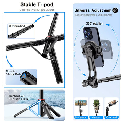 Magnetic-Compatible 51in Selfie Stick Tripod