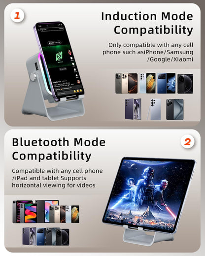 5-in-1 Bluetooth Speaker with Phone Stand, Charger and RGB Light