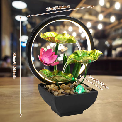 LED Tabletop Lotus Waterfall Fountain