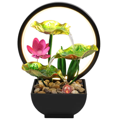 LED Tabletop Lotus Waterfall Fountain