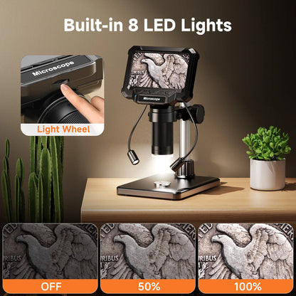 4.3-inch Screen Digital Microscope with LED Lights (Coins, Plants, Bugs, Electronics)
