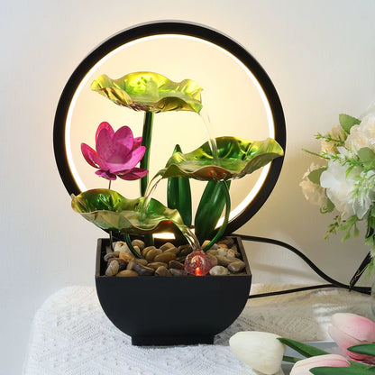LED Tabletop Lotus Waterfall Fountain