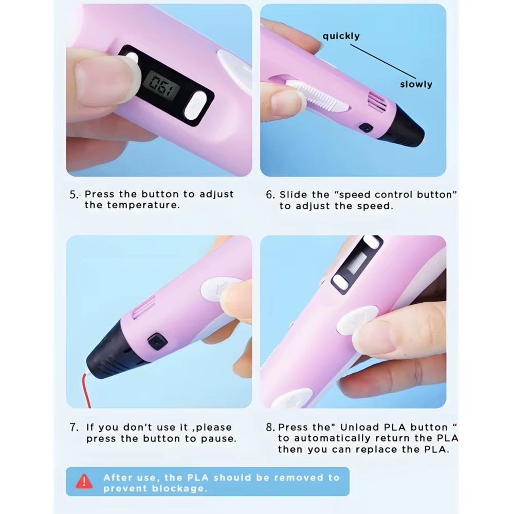 3D Printing Pen with LCD Screen & 9m PLA Filament