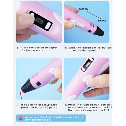 3D Printing Pen with LCD Screen & 9m PLA Filament