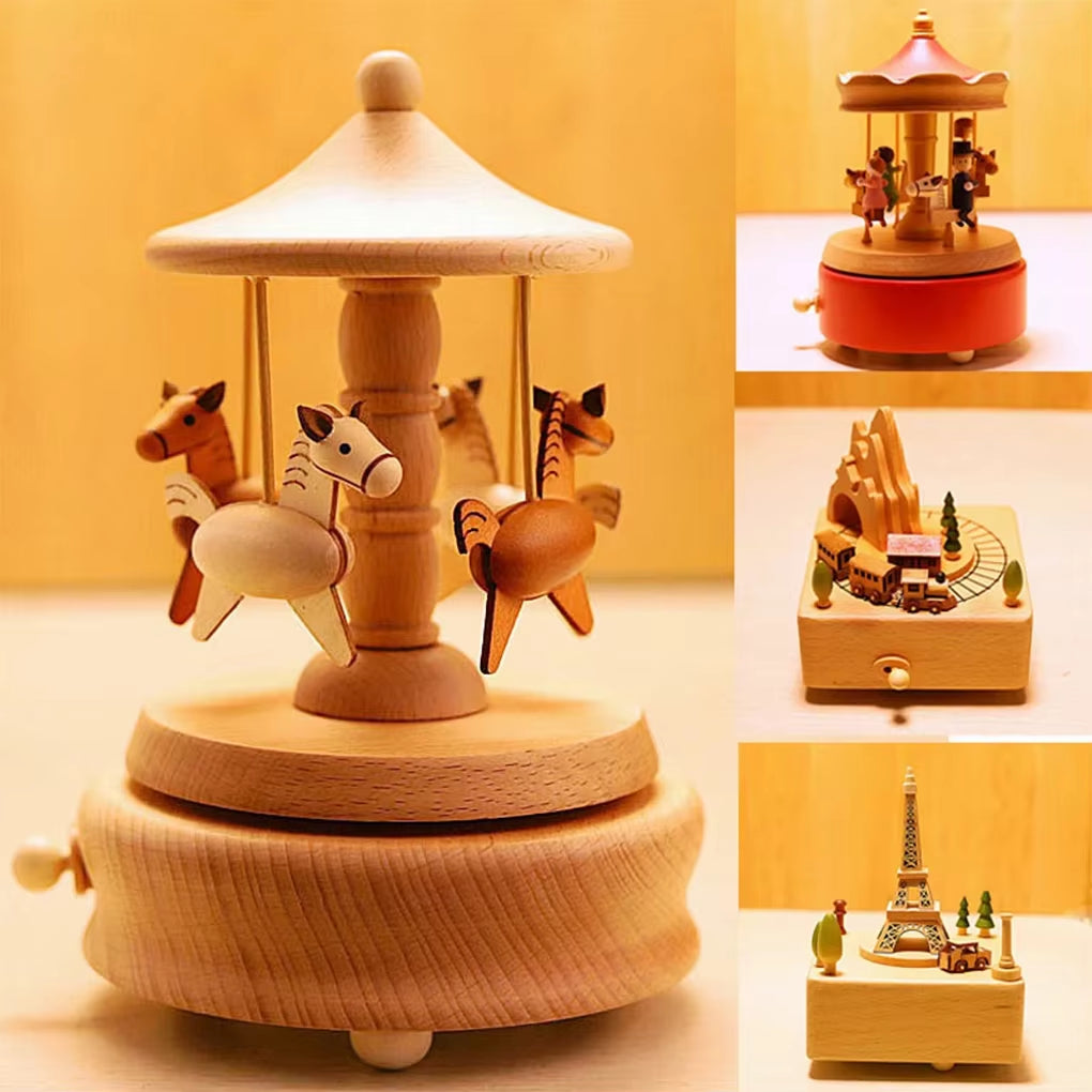 Wooden Carousel Music Box