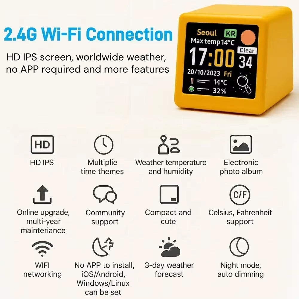 Mini Wi-Fi Weather Station Desk Display