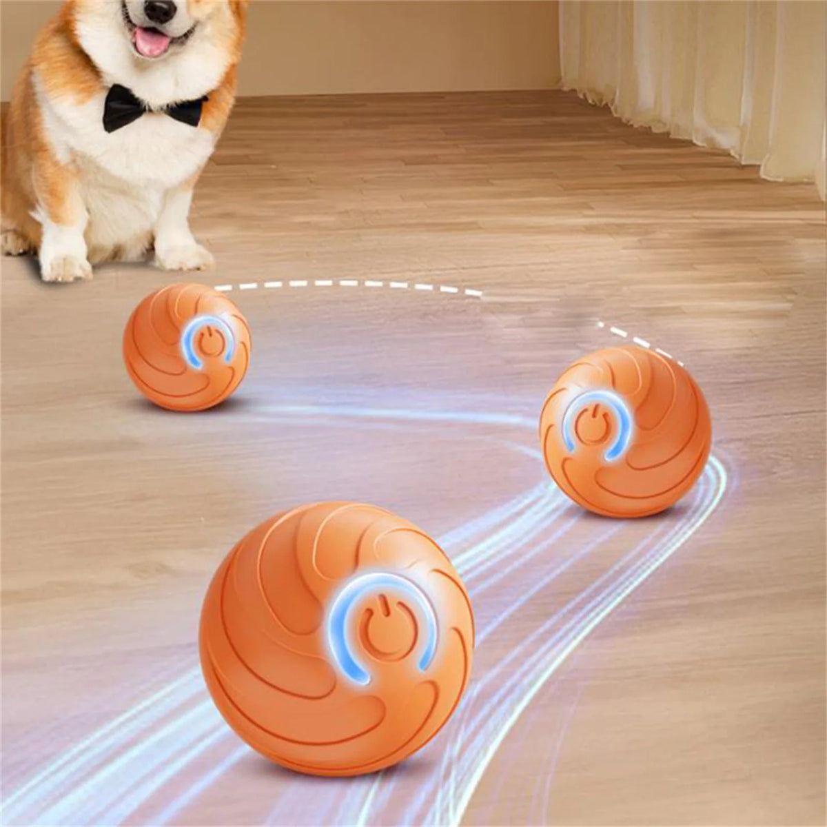 Automatic Rolling Ball Dog Toy - Interactive, LED, Rechargeable