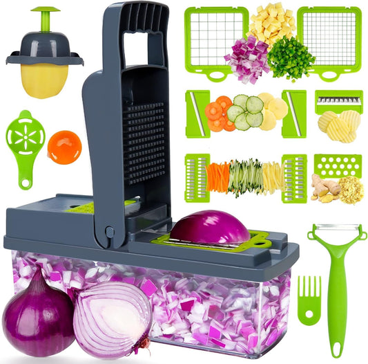 16-in-1 Vegetable Chopper with Container and 7 Blades