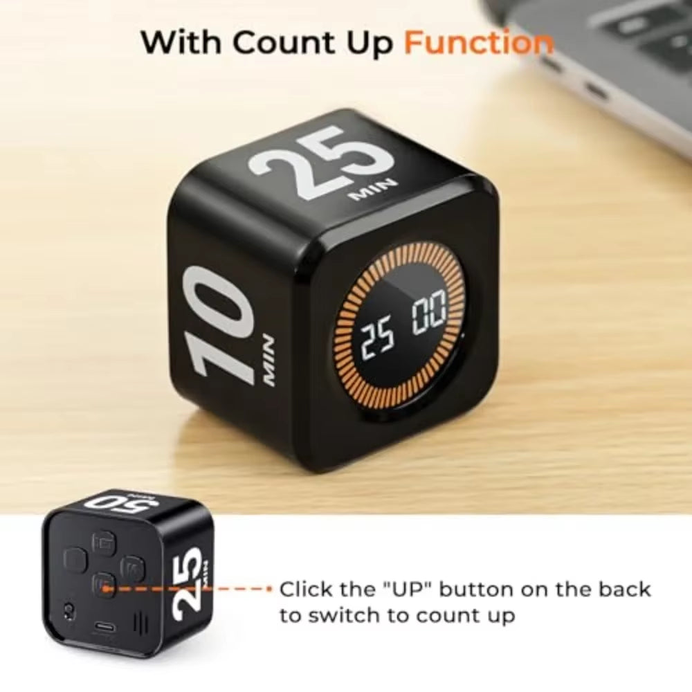 Flip-to-Start Cube Focus Timer (Preset Countdowns)