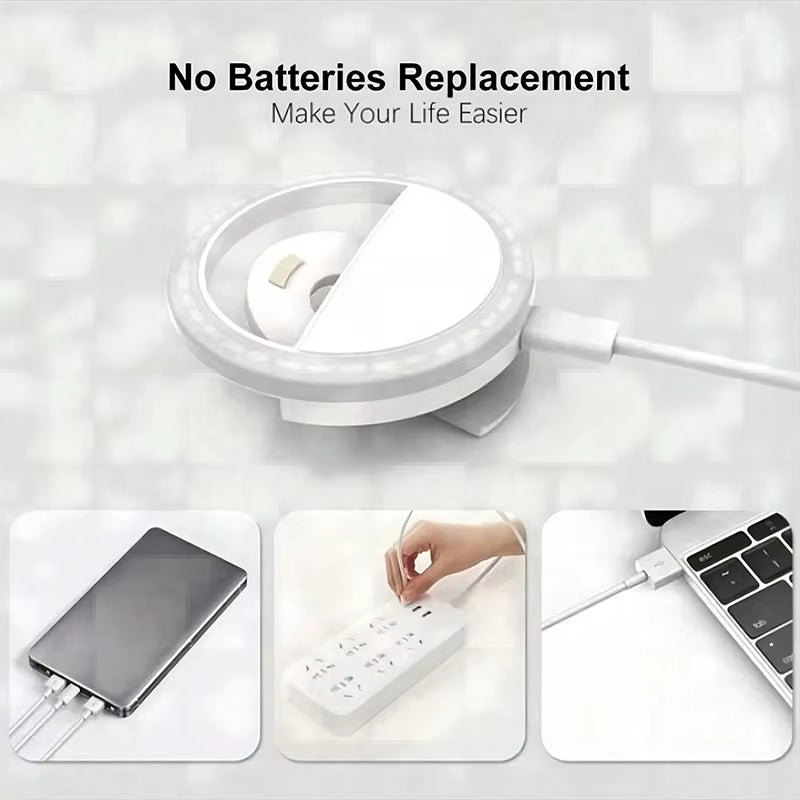 Rechargeable LED Selfie Ring Light for Phones