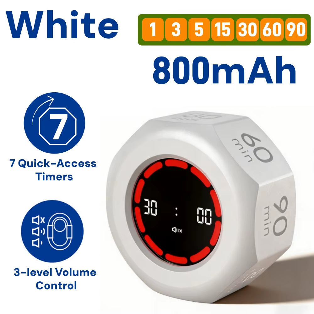 Flip-to-Start Cube Focus Timer (Preset Countdowns)