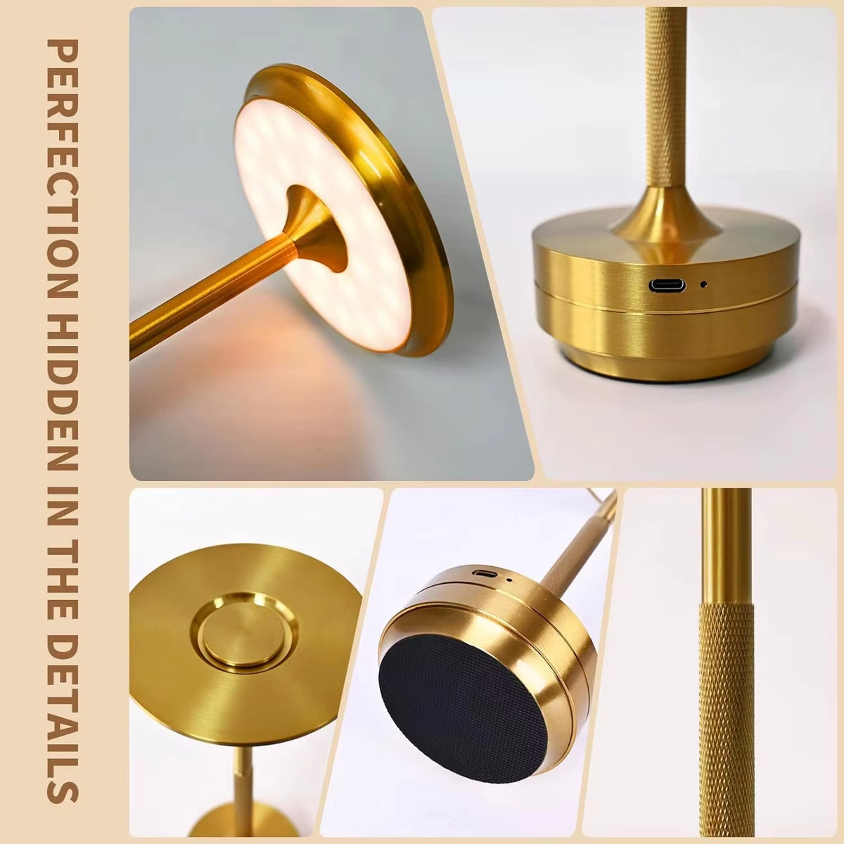 Cordless Gold Touch Table Lamp