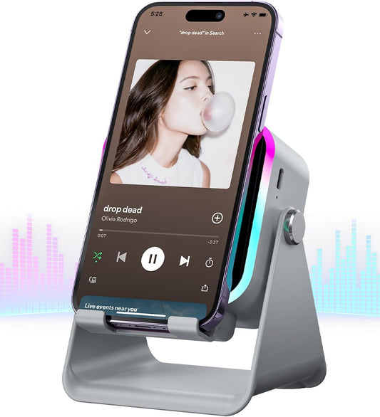 5-in-1 Bluetooth Speaker with Phone Stand, Charger and RGB Light
