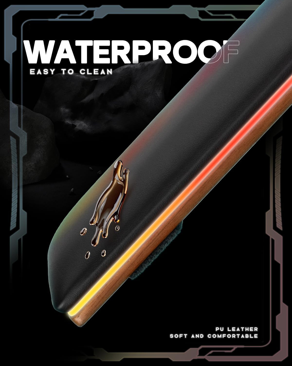 RGB Keyboard and Mouse Wrist Rest Set for 60%-75% Compact Keyboards
