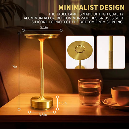 Cordless Gold Touch Table Lamp