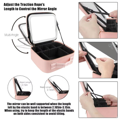 Travel Makeup Case with LED Mirror