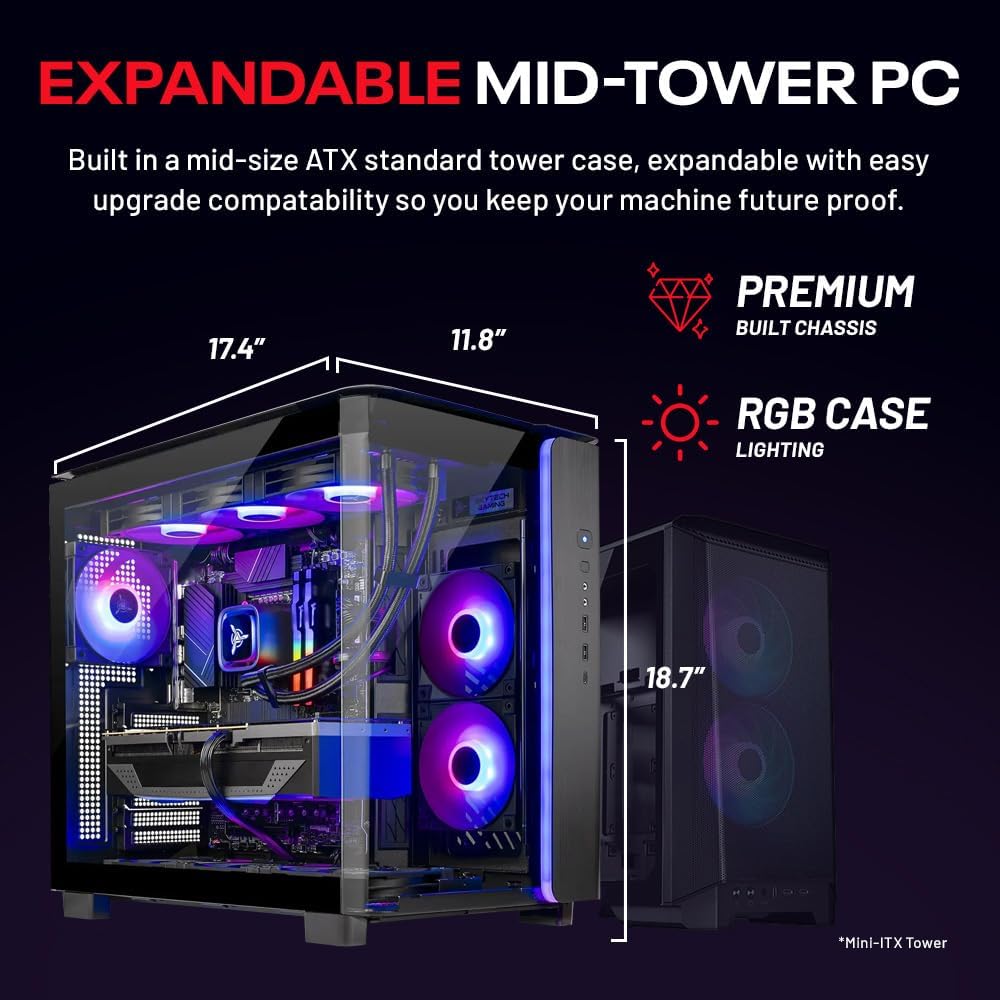 Skytech Gaming King 95 Gaming PC, Intel Ultra 7 270K plus 5.4Ghz, NVIDIA RTX 5080 16GB VRAM, 1TB Gen4 Nvme SSD, 32GB DDR5 RAM 6000, 850W Gold ATX 3 PSU, 360 ARGB AIO, Wi-Fi 6, Windows 11, Desktop