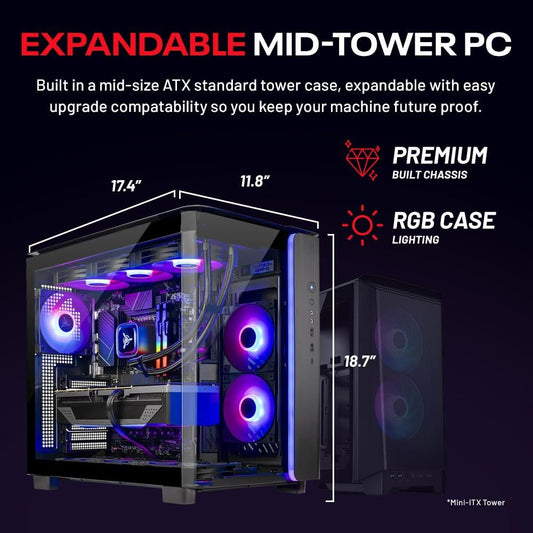 Skytech Gaming King 95 Gaming PC, Intel Ultra 7 270K plus 5.4Ghz, NVIDIA RTX 5080 16GB VRAM, 1TB Gen4 Nvme SSD, 32GB DDR5 RAM 6000, 850W Gold ATX 3 PSU, 360 ARGB AIO, Wi-Fi 6, Windows 11, Desktop