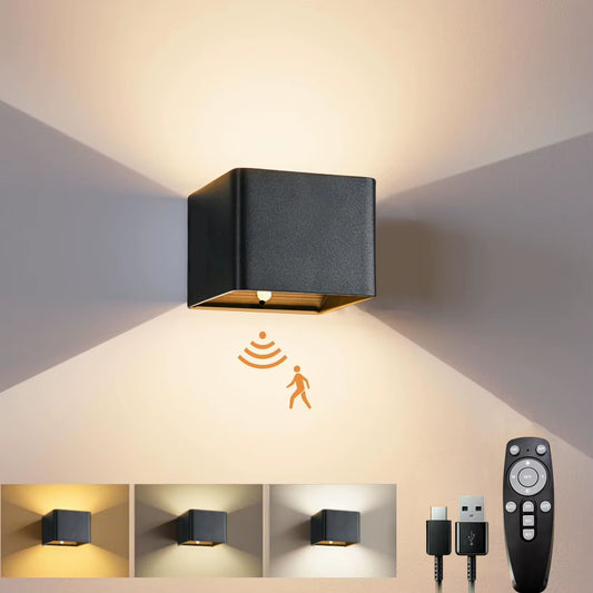 Cordless Remote Wall Sconces (Gold Cube)