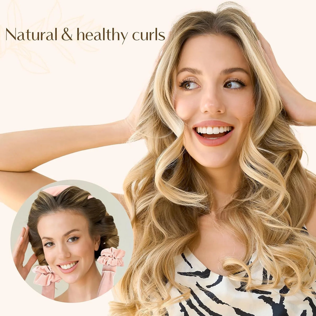Heatless Hair Curler Set - Soft Ribbon Wrap with Scrunchies and Clip