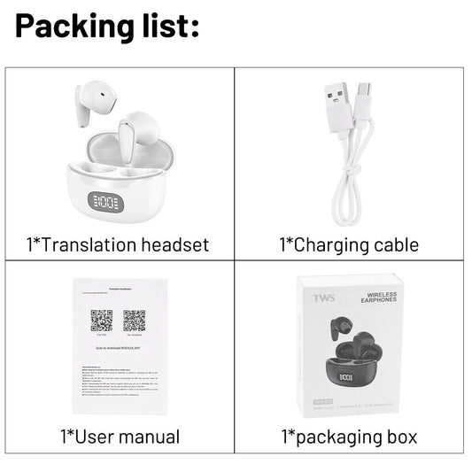 2025 AI Translation Earbuds Language Translation Device 144 Languages & Accents