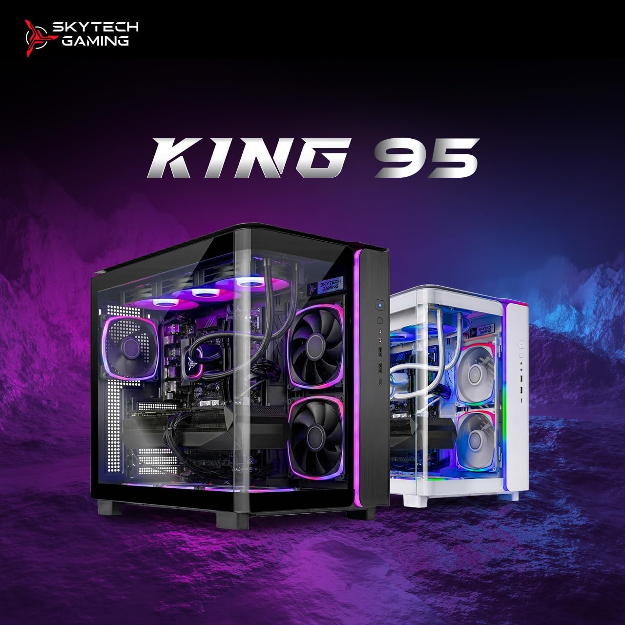 Skytech Gaming King 95 Gaming PC, Intel Ultra 7 270K plus 5.4Ghz, NVIDIA RTX 5080 16GB VRAM, 1TB Gen4 Nvme SSD, 32GB DDR5 RAM 6000, 850W Gold ATX 3 PSU, 360 ARGB AIO, Wi-Fi 6, Windows 11, Desktop