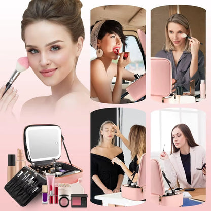 Travel Makeup Case with LED Mirror