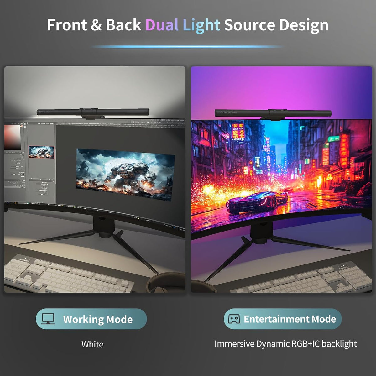 RGB Monitor Light Bar with USB Desk Lamp