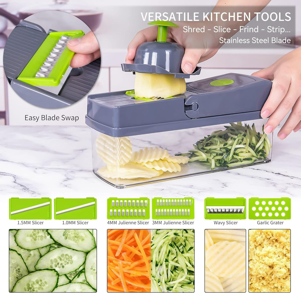 16-in-1 Vegetable Chopper with Container and 7 Blades