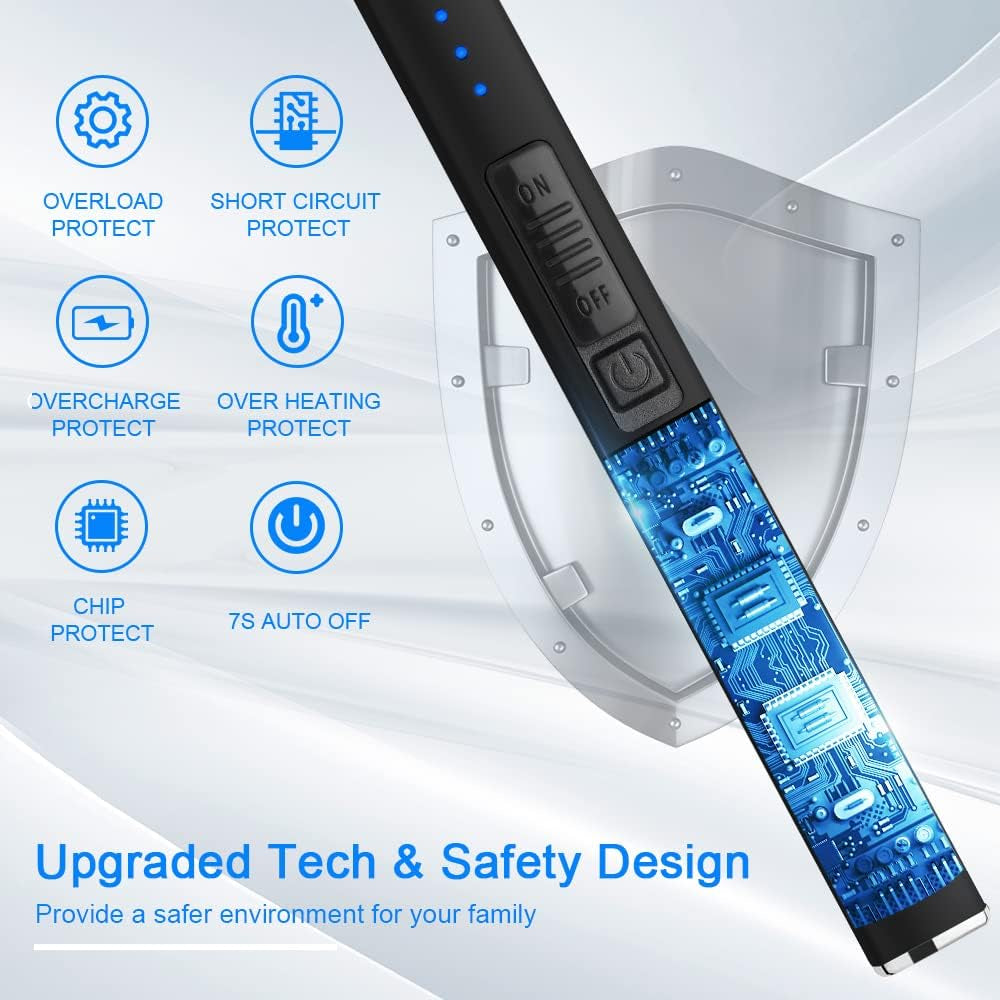 Electric Arc Windproof Lighter - Flameless USB Rechargeable with Safety Lock