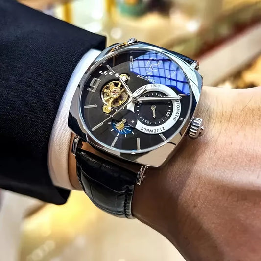 Retro Skeleton Mechanical Men's Watch - Black