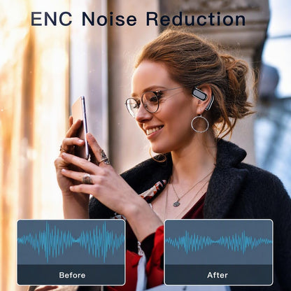 Wireless Bluetooth Earbuds - LED Display, Open Ear Hooks